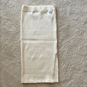 Calvin Klein Jeans Cream Midi Pencil Skirt with Slit